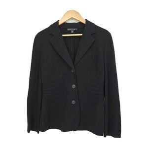 Lafayette 148 Ponte Knit Black Blazer Jacket Size 10 Tailored Radiating Detail